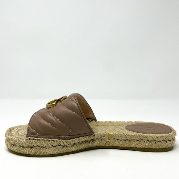 SOLD Gucci Marmont GG Espadrille Sandals Matelasse Brown Quilted Flat Sz 37 US 7 - Picture 7 of 13